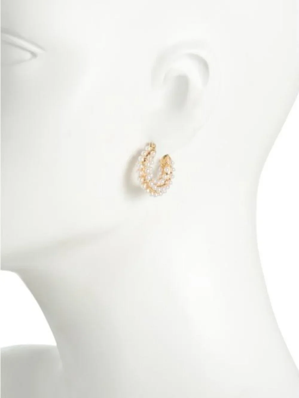 KENNETH JAY LANE Gold Pearl Hoop Earrings